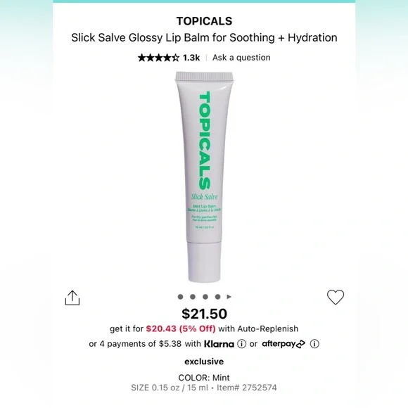 Topicals Slick Salve Mint Lip Balm 15ml - Picture 3 of 3